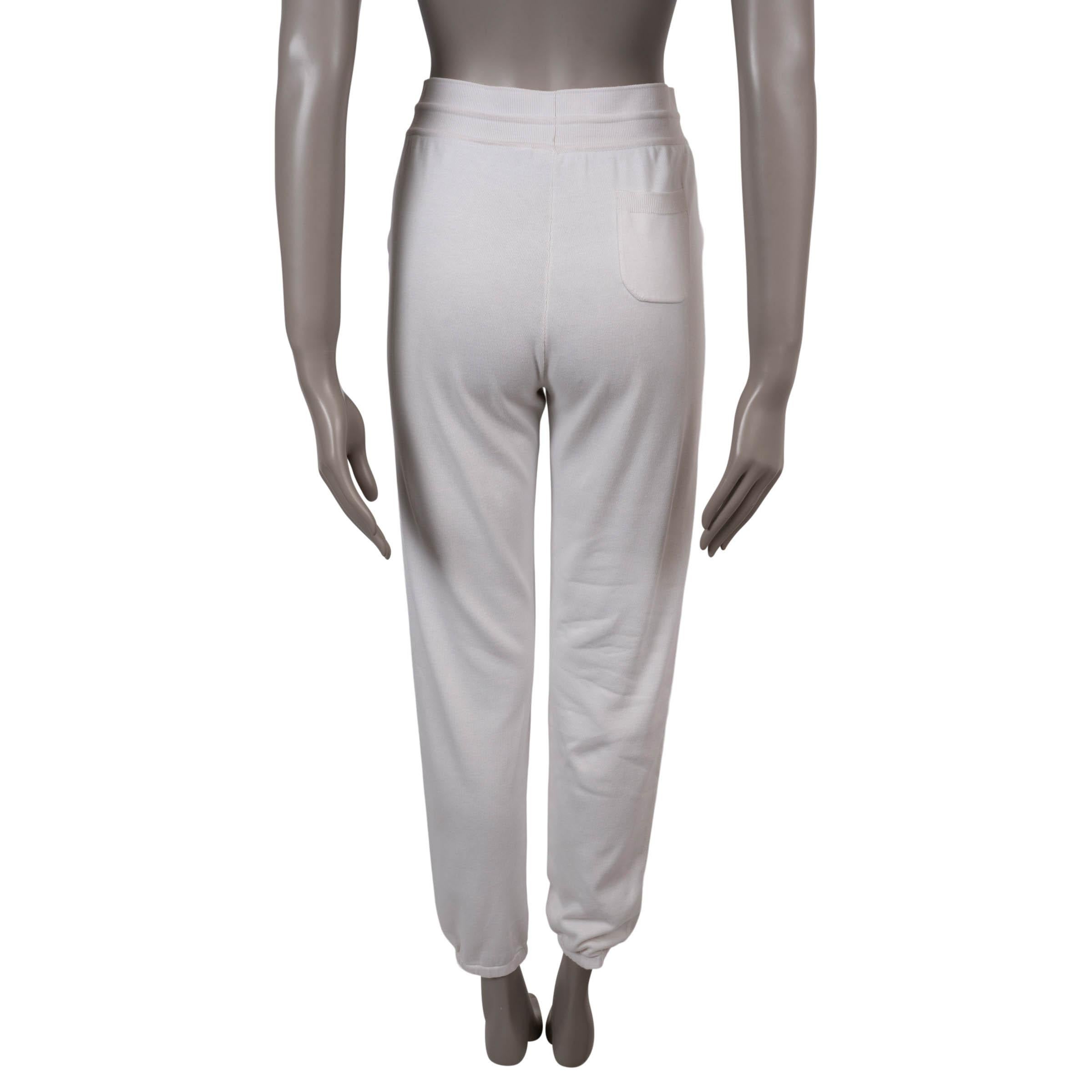 Grigio LORO Piana pantaloni in seta e cotone QUIBERON TRACK bianchi 38 XS in vendita