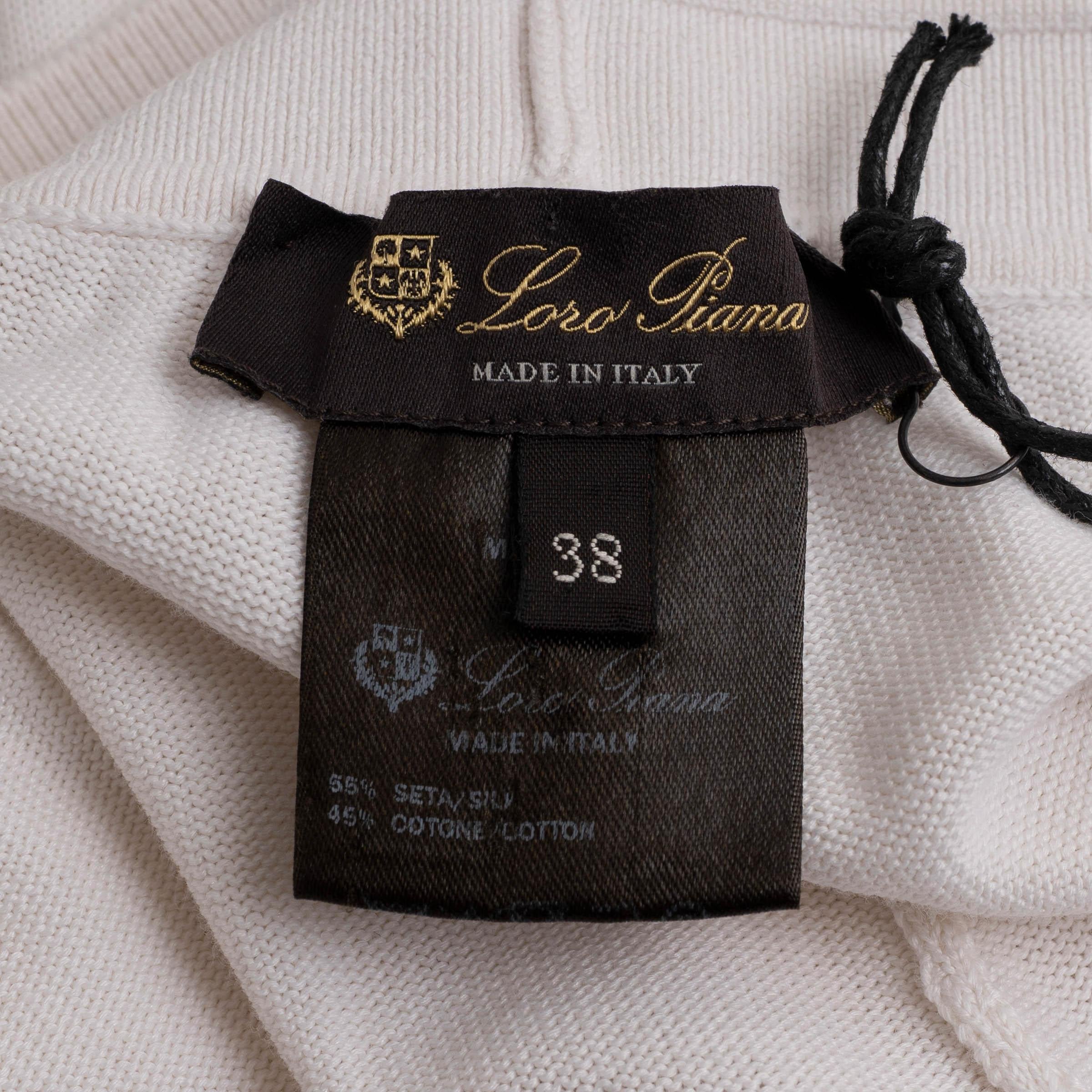 Donna LORO Piana pantaloni in seta e cotone QUIBERON TRACK bianchi 38 XS in vendita