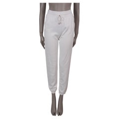 LORO Piana pantaloni in seta e cotone QUIBERON TRACK bianchi 38 XS