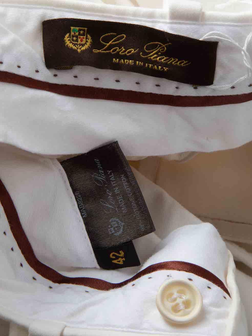Loro Piana White Skinny Fit Leg Trousers Size M In Good Condition For Sale In London, GB