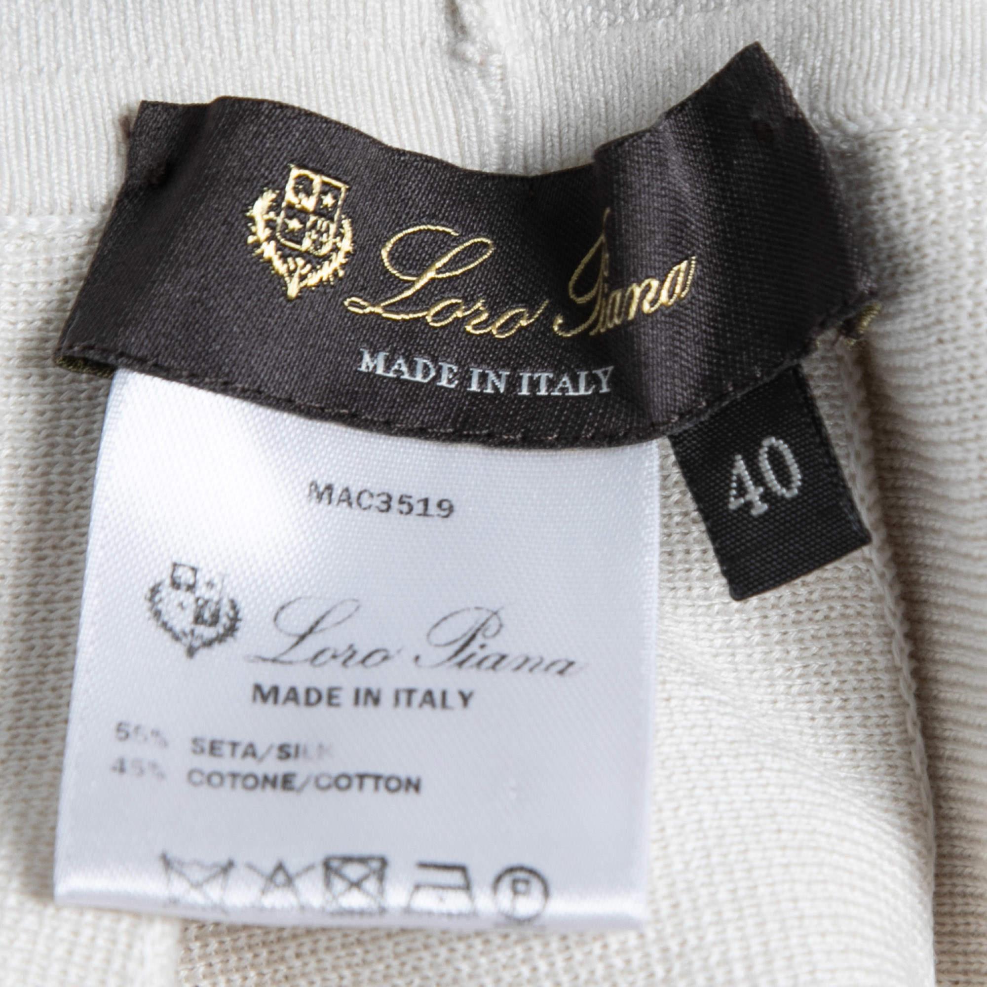 Loro Piana White Striped Patterned Knit Flared Midi Skirt S 1