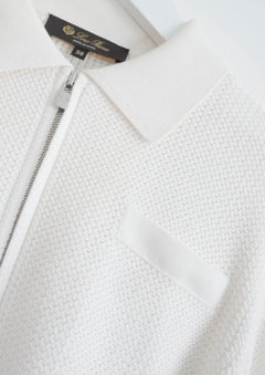 Loro Piana Women's Contemporary Off White Waffle Textured Sweater IT38