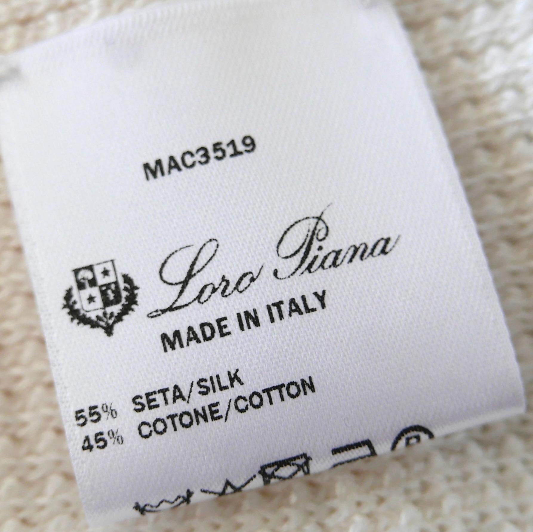 Loro Piana Weißer strukturierter Pullover mit Waffelmuster Damen im Angebot