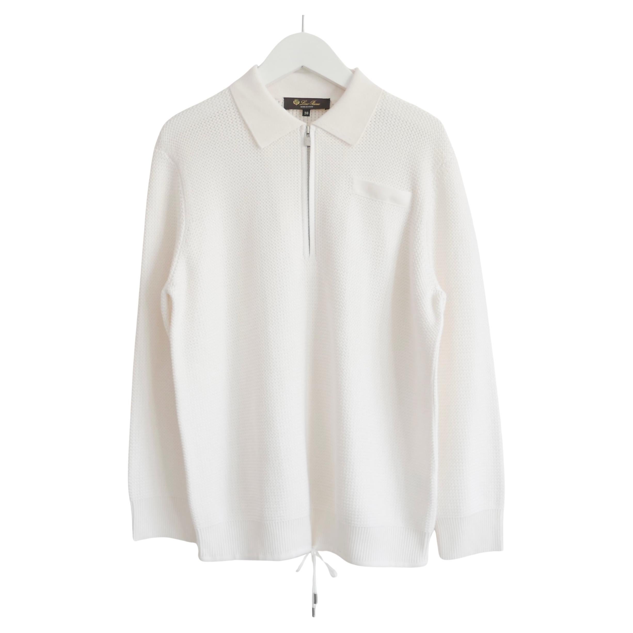 Loro Piana White Waffle Textured Sweater