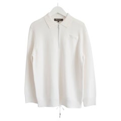 Loro Piana White Waffle Textured Sweater