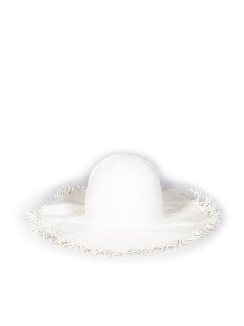 Gray Loro Piana White Woven Raffia Hat