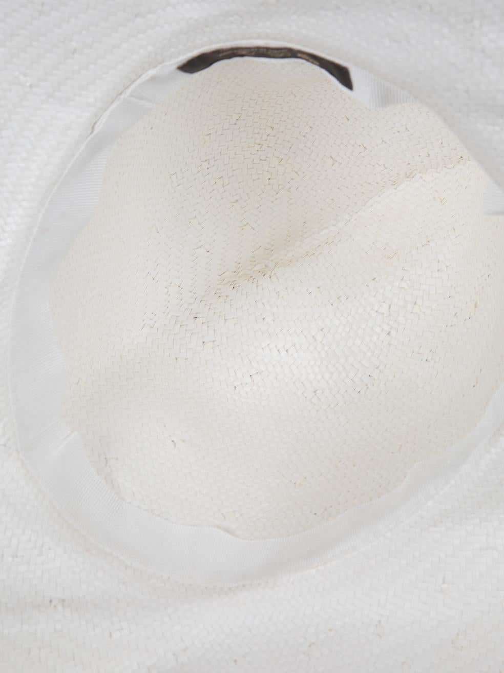 Women's Loro Piana White Woven Raffia Hat