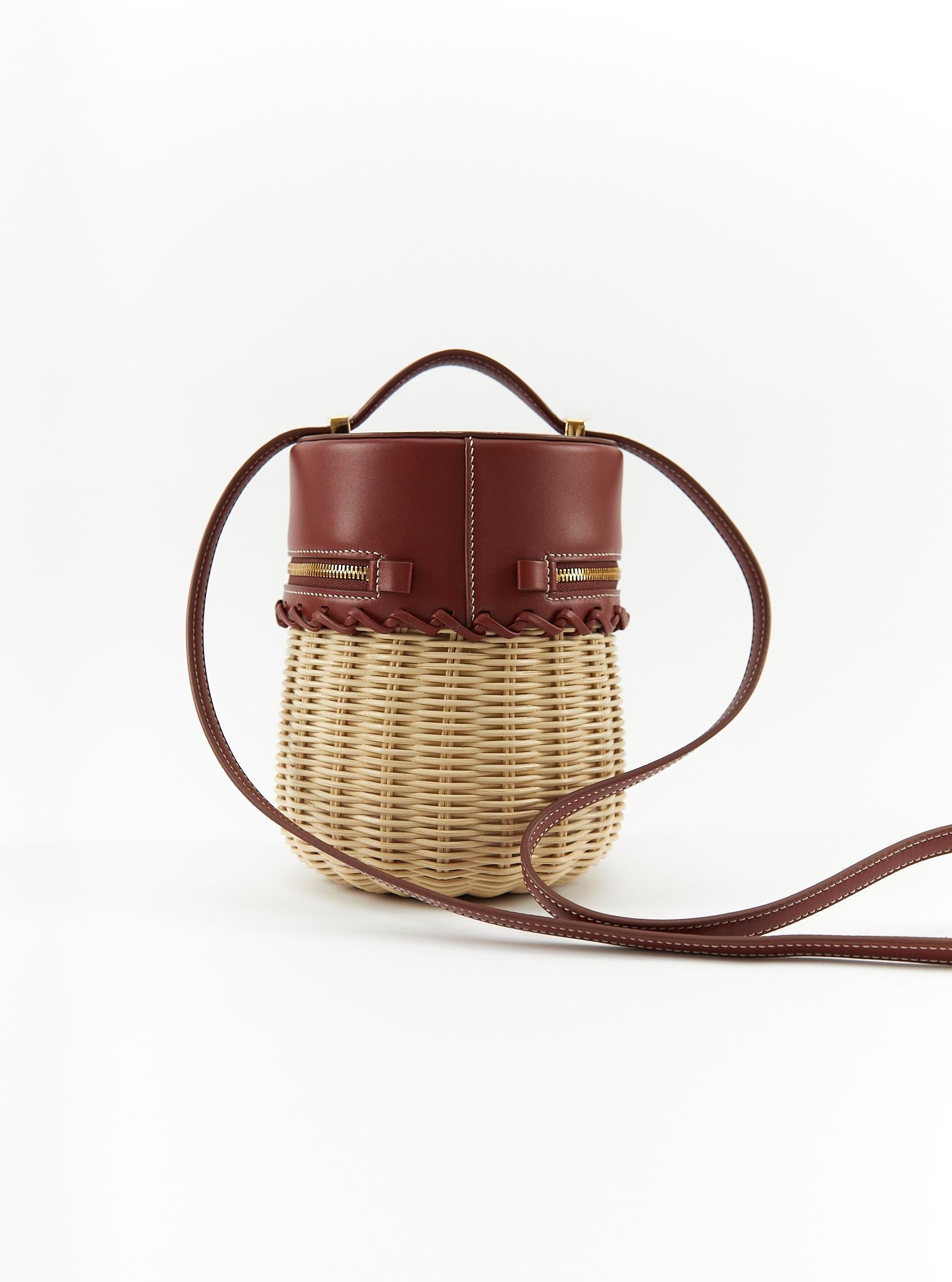 Women's or Men's LORO PIANA Wicker Bamboo Bucket Bag For Sale