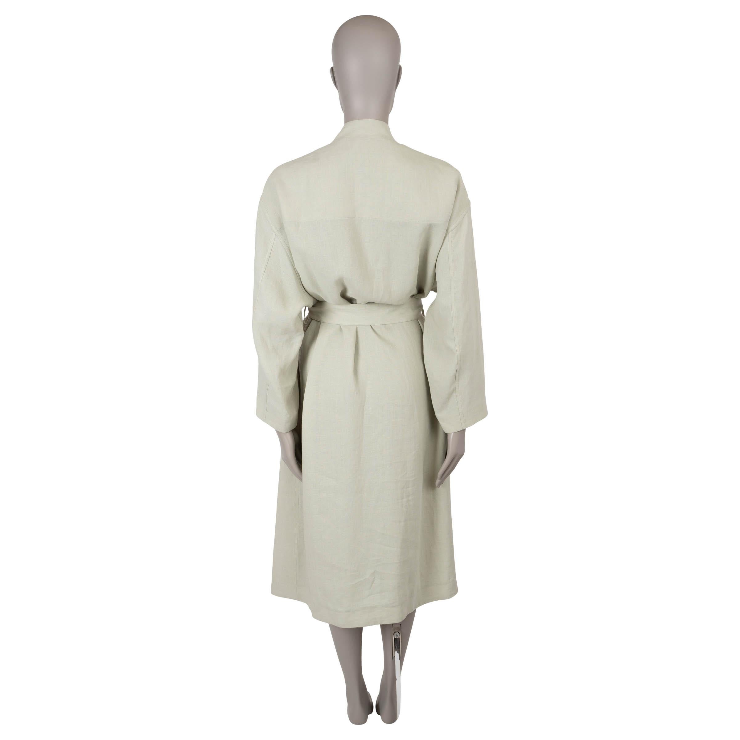 Gray LORO PIANA Wild Sage linen 2024 EDVIN BELTED Coat Jacket 38 XS For Sale