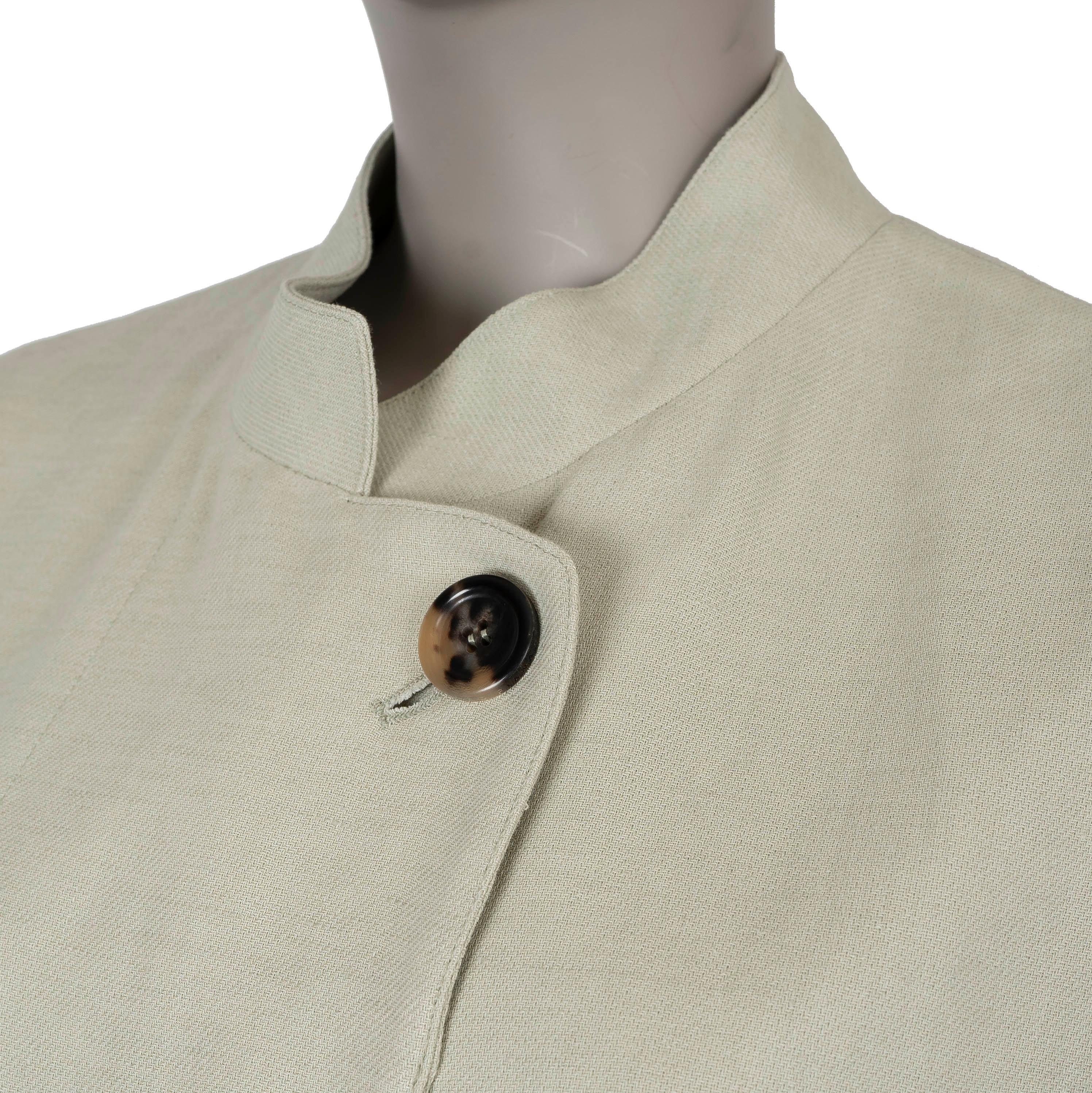 LORO PIANA Wild Sage linen 2024 EDVIN BELTED Coat Jacket 38 XS In Excellent Condition For Sale In Zürich, CH