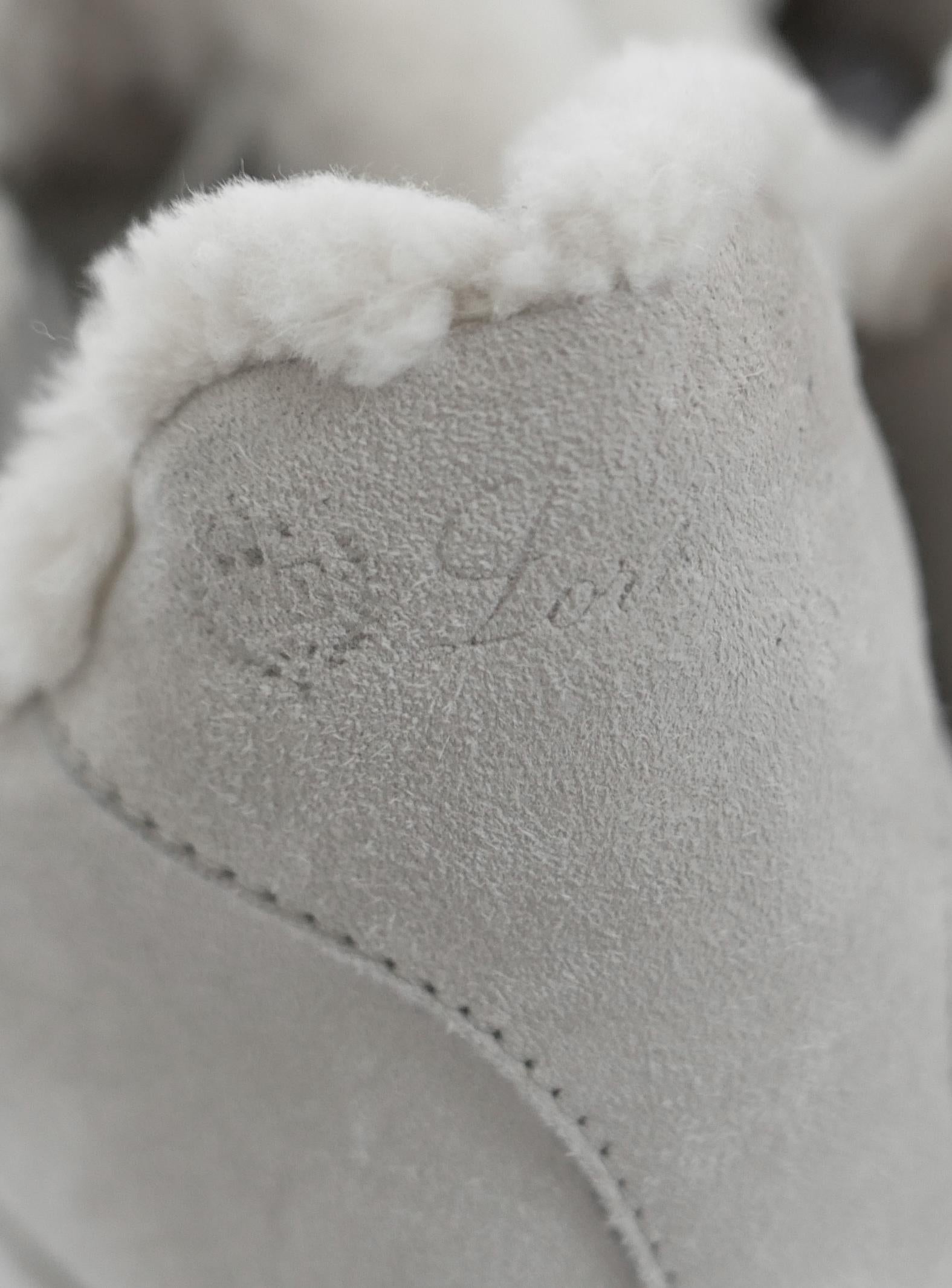 Loro Piana Invierno Nuages Zapatillas con forro de piel Gris paloma en venta 2