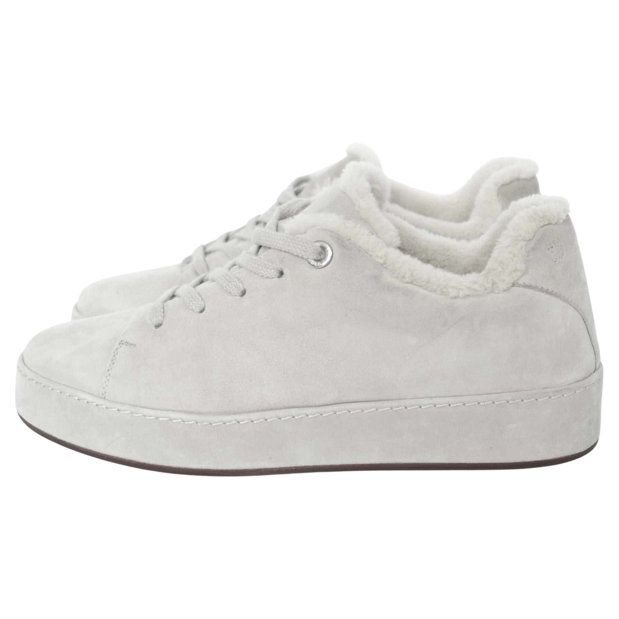 Loro Piana Winter Nuages Fell gefüttert Turnschuhe Taubengrau