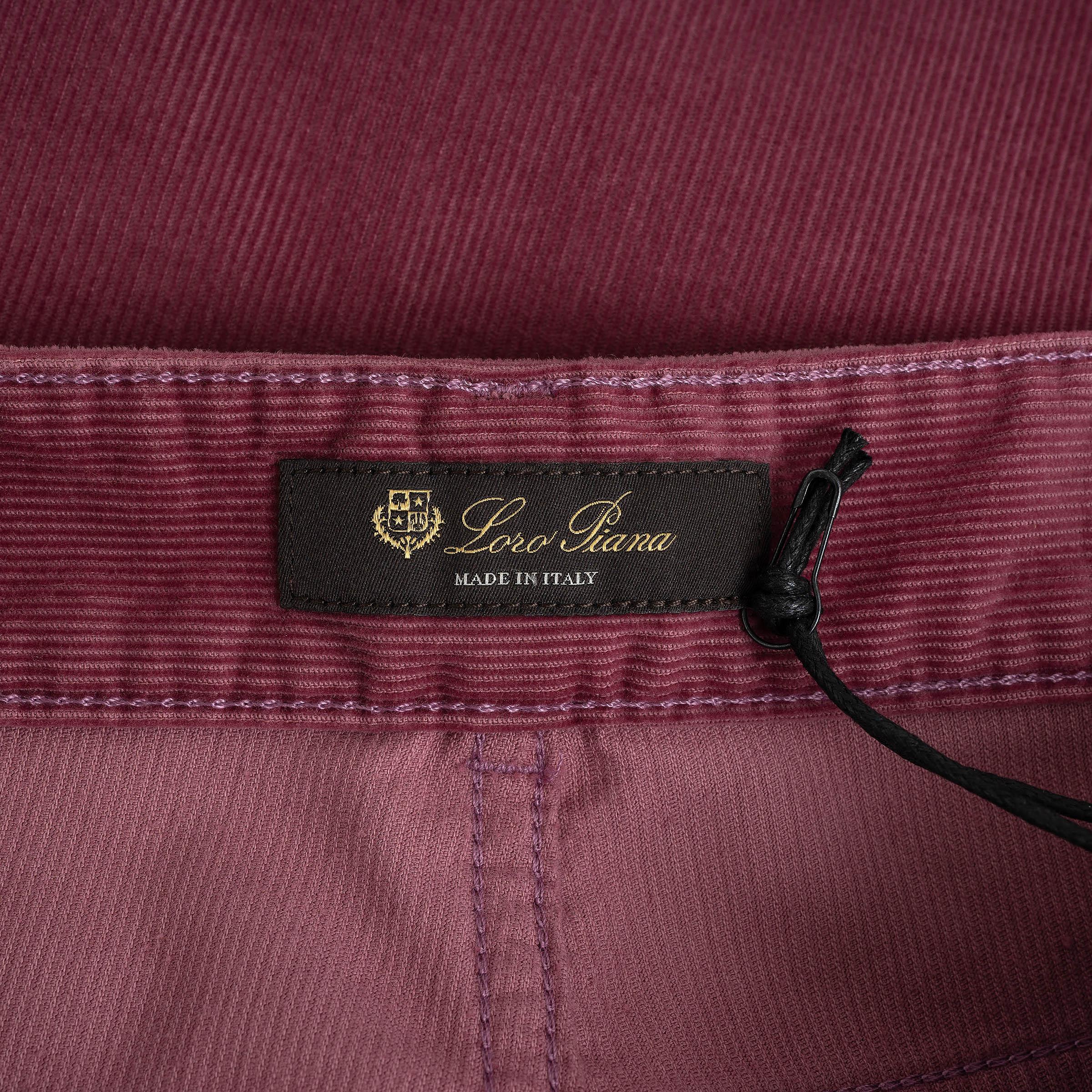 LORO PIANA Winter Rose pink 2021 LAN STRETCH CORDUROY Pants 44 L For Sale 1