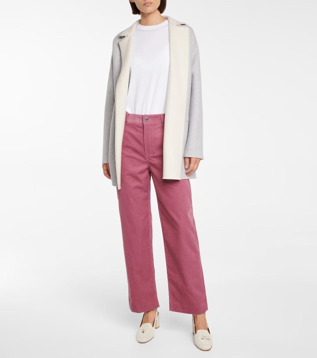 LORO PIANA Winter Rose pink 2021 LAN STRETCH CORDUROY Pants 44 L For Sale 2