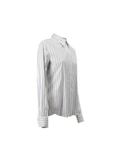 Loro Piana Women's White & Blue Striped Shirt
