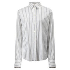 Used Loro Piana Women's White & Blue Striped Shirt