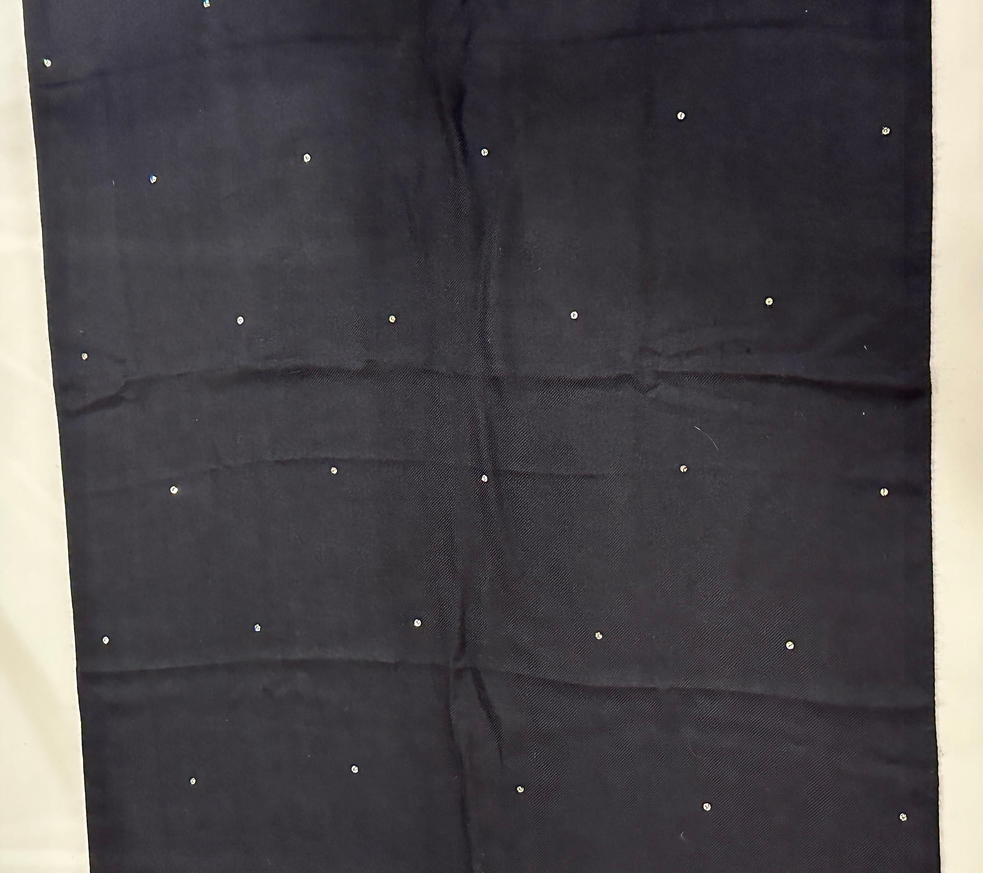 Women's or Men's Loro Piana Wonderfully Lightweight Fringed Studded Midnight-Black Cashmere Shawl For Sale
