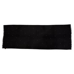 Loro Piana Wonderfully Lightweight Fringed Studded Midnight-Black Cashmere Shawl