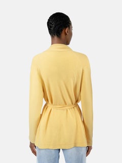Loro Piana Yellow Cashmere Belted Cardigan Size M