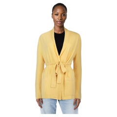 Loro Piana Yellow Cashmere Belted Cardigan Size M