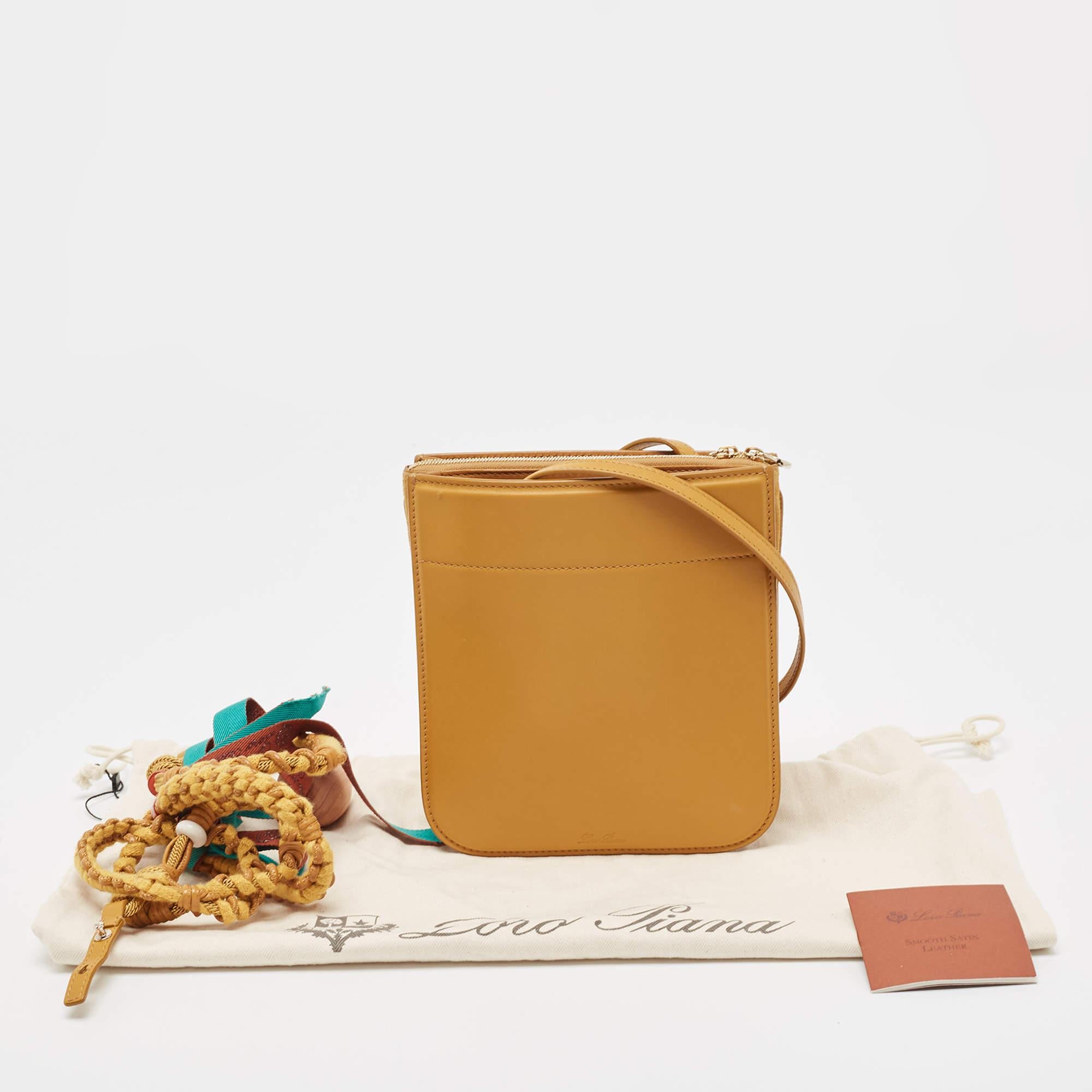 Loro Piana Yellow Leather And Suede My Way Crossbody Bag 10