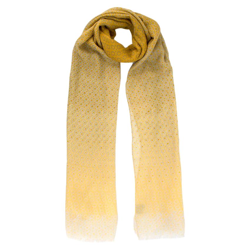 Loro Piana Yellow Ombre Embroidered Cashmere & Silk Blend Scarf