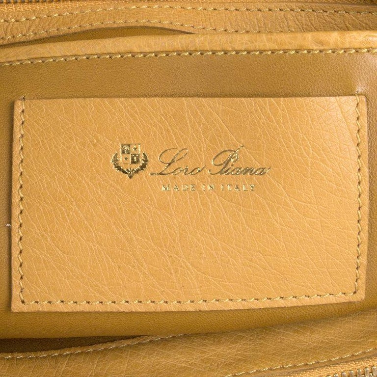 LORO PIANA yellow OSTRICH BELLEVUE Bag
