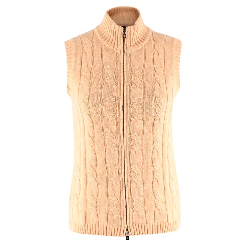 Loro Piana Yellow Silk & Cashmere Knit Zipped Vest - Size US 6 For Sale