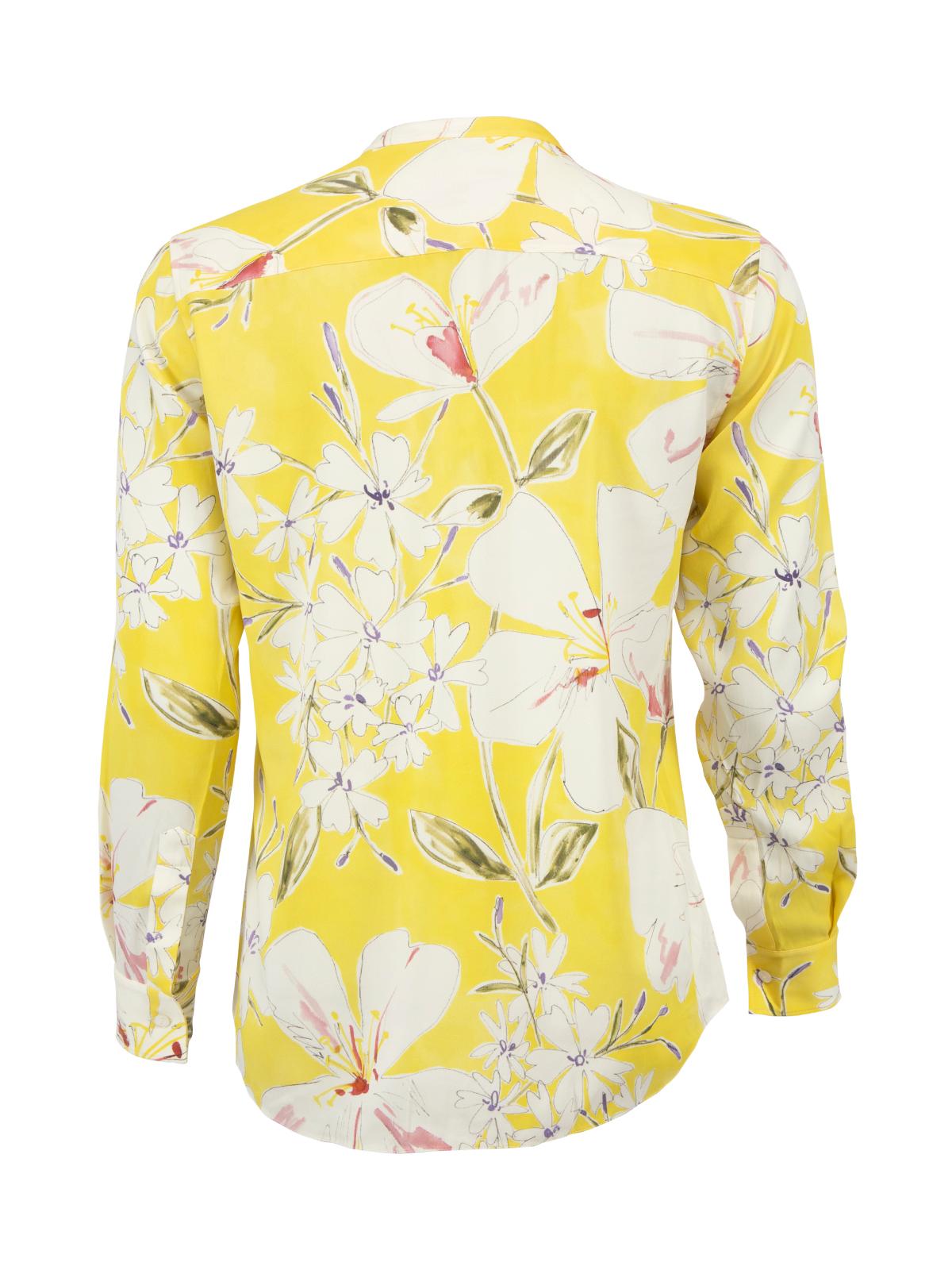 Loro Piana Yellow Silk Floral Pattern Blouse Size XXS In New Condition For Sale In London, GB