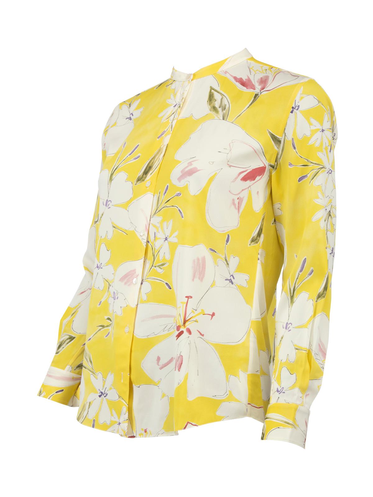 Loro Piana - Chemisier en soie jaune à motifs floraux, taille XXS Pour femmes en vente