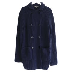 Loro Piano Baby Cashmere Cardigan Manteau côtelé marine
