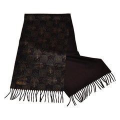 Loro Piano/ Bergdorf Goodman 2-Ply Coco Brown & Majestic Print Cashmere Scarf