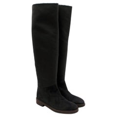 Loro Piano Ethel Shearling-Lined Suede Knee-High Boots - US 6