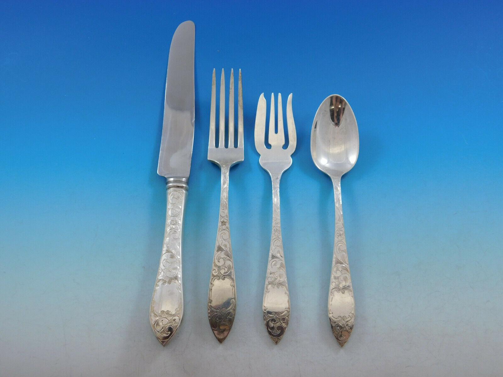 Lorraine by Schofield Sterling Silver Flatware for 8 Set Service 44 pieces In Excellent Condition In Big Bend, WI