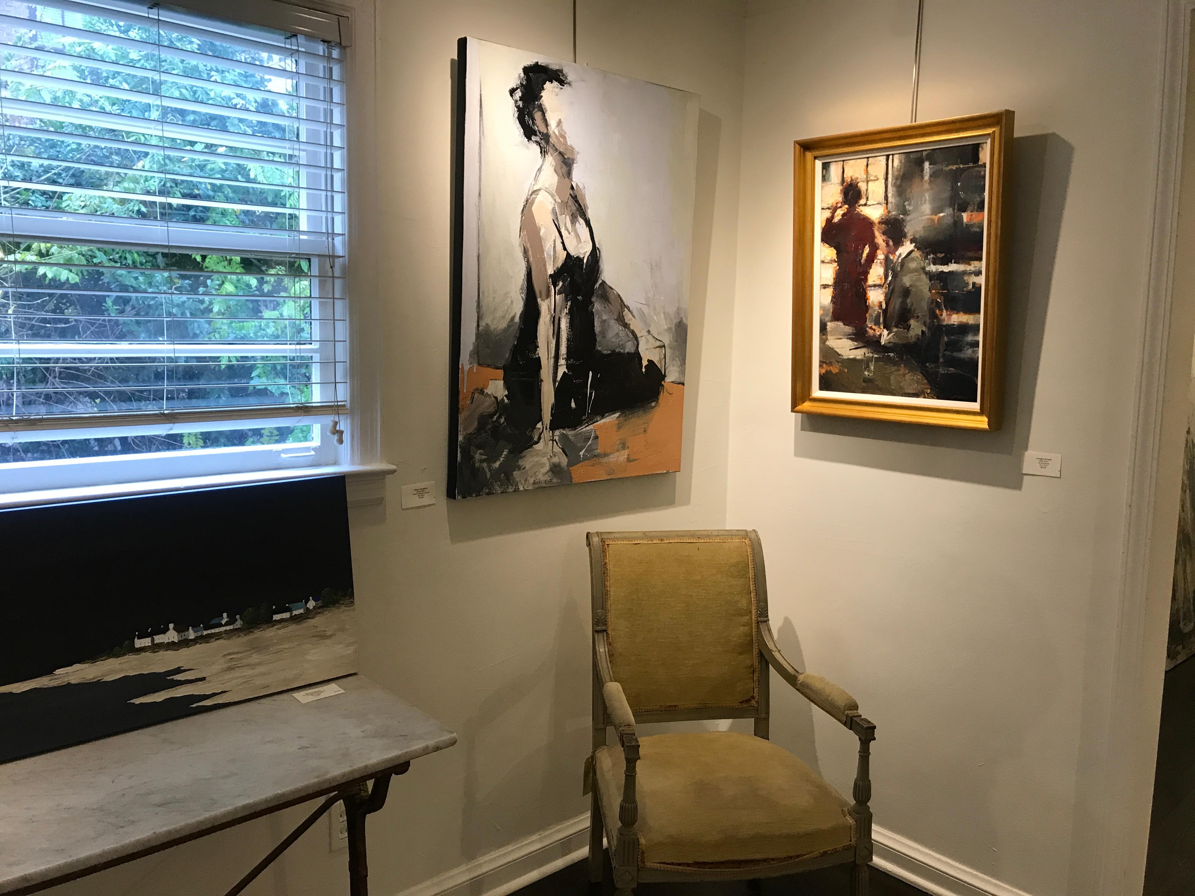 Pourquoi maintenant ? de Lorraine Christie, peinture à l'huile impressionniste figurative encadrée 2