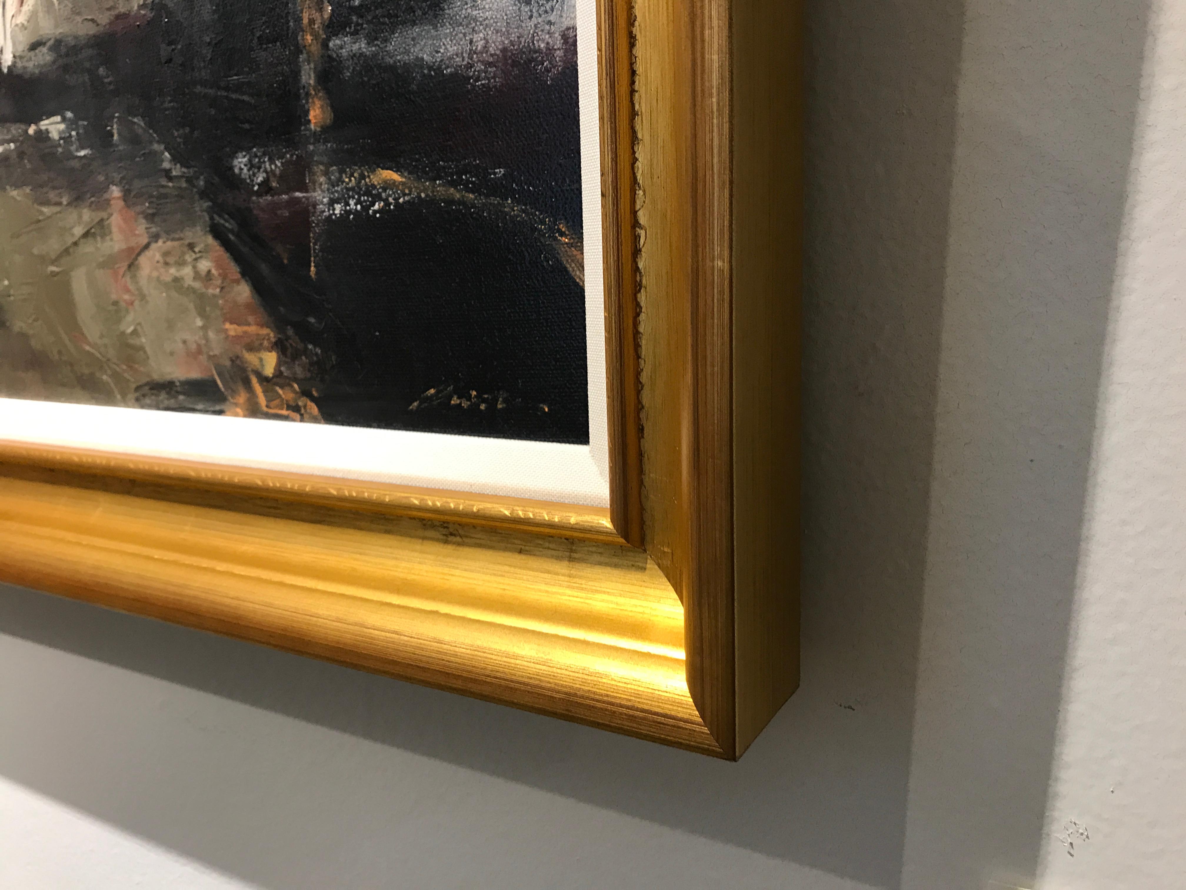 Pourquoi maintenant ? de Lorraine Christie, peinture à l'huile impressionniste figurative encadrée 4