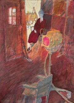 Donna introspettiva / Attrice sul set cinematografico. Arte di metà secolo, Illustratrice donna