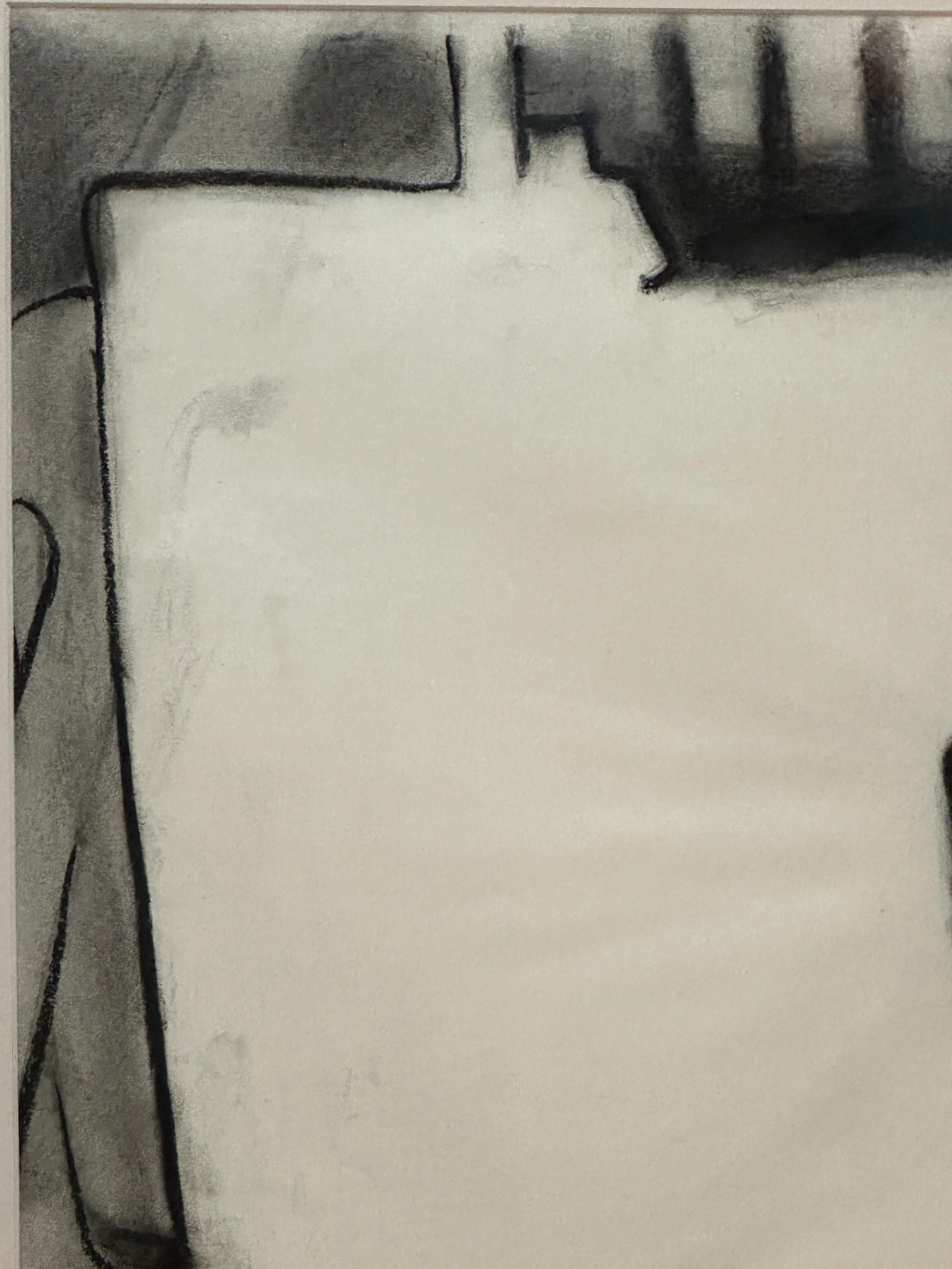 Semi-Abstract Black and White Drawing by Lorraine Ginsburg For Sale 2