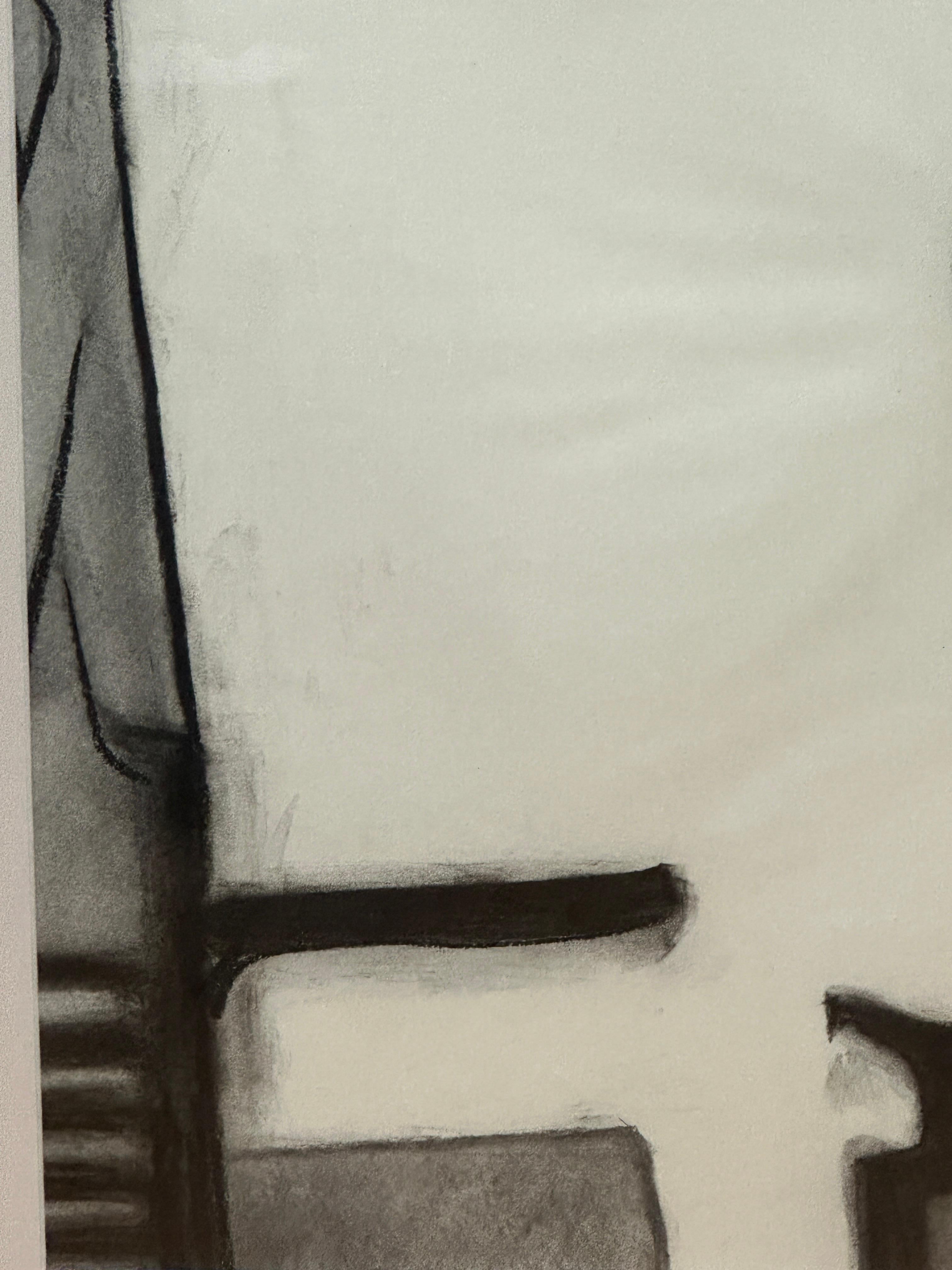 Semi-Abstract Black and White Drawing by Lorraine Ginsburg For Sale 4