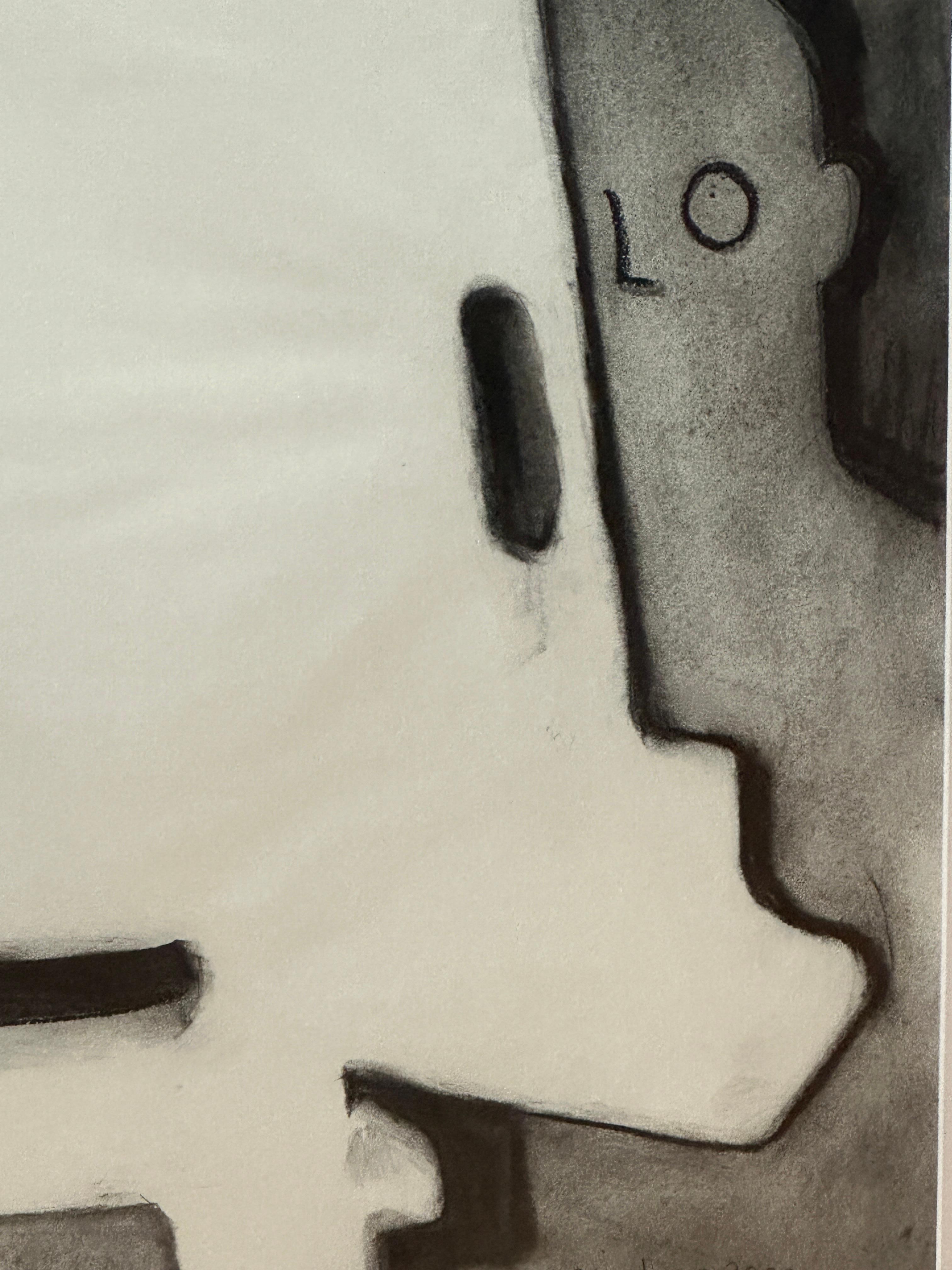 Semi-Abstract Black and White Drawing by Lorraine Ginsburg For Sale 5