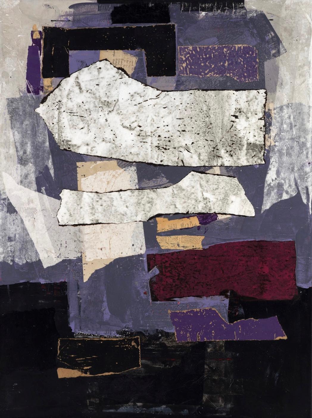 Lorraine Lawson Abstract Painting - 'C'est Ci Bon!' - Purple Geometric Collage - Abstract Expressionism Mixed Media