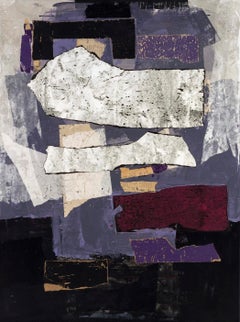 « C'est Ci Bon ! » - Collage géométrique violet - Expressionnisme abstrait - Techniques mixtes