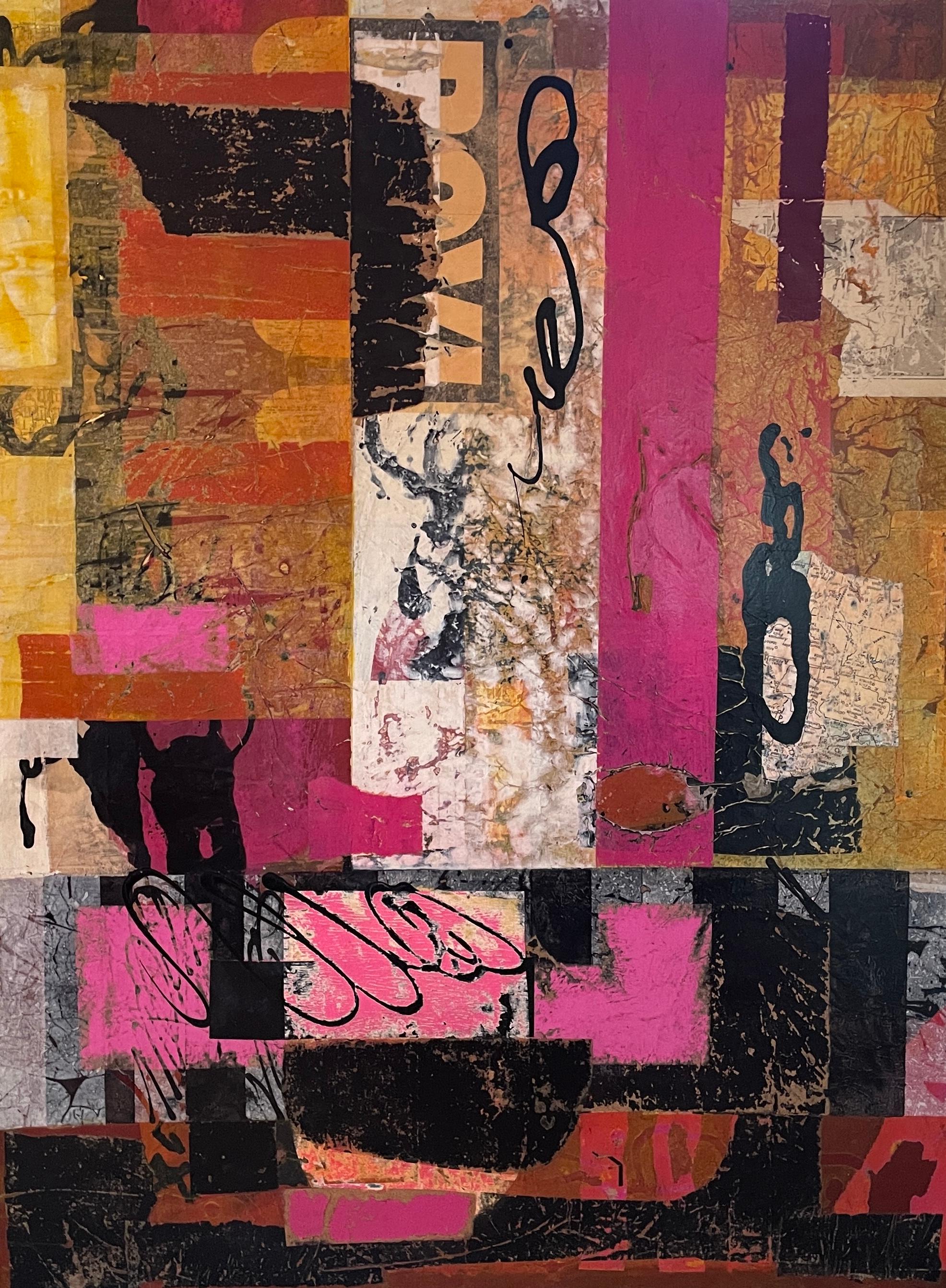 Lorraine Lawson Abstract Painting - "Conversations with Rauschenberg" Mixed Media Abstract Expressionist