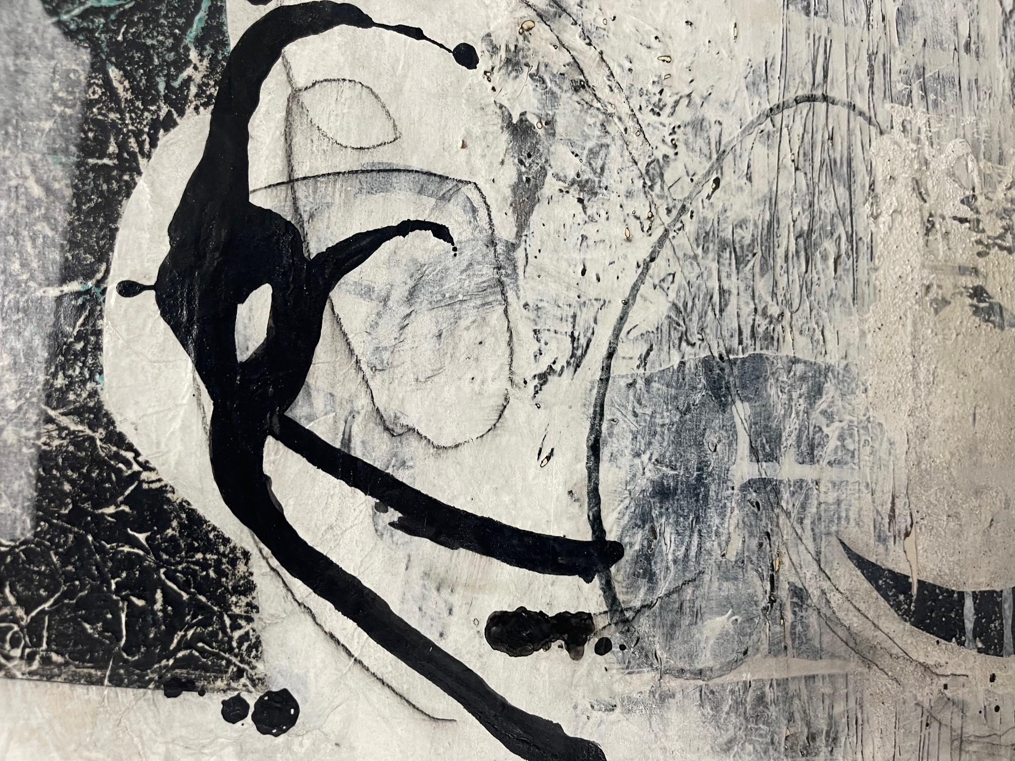 'Free Spirit' - Black and White Abstract - Mixed Media Abstract Expressionist For Sale 1