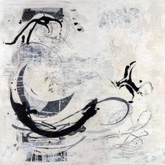 „Frei Geister“ – Schwarz-Weiß Abstrakt – Abstrakter Mixed Media-Abstrakte Expressionismus