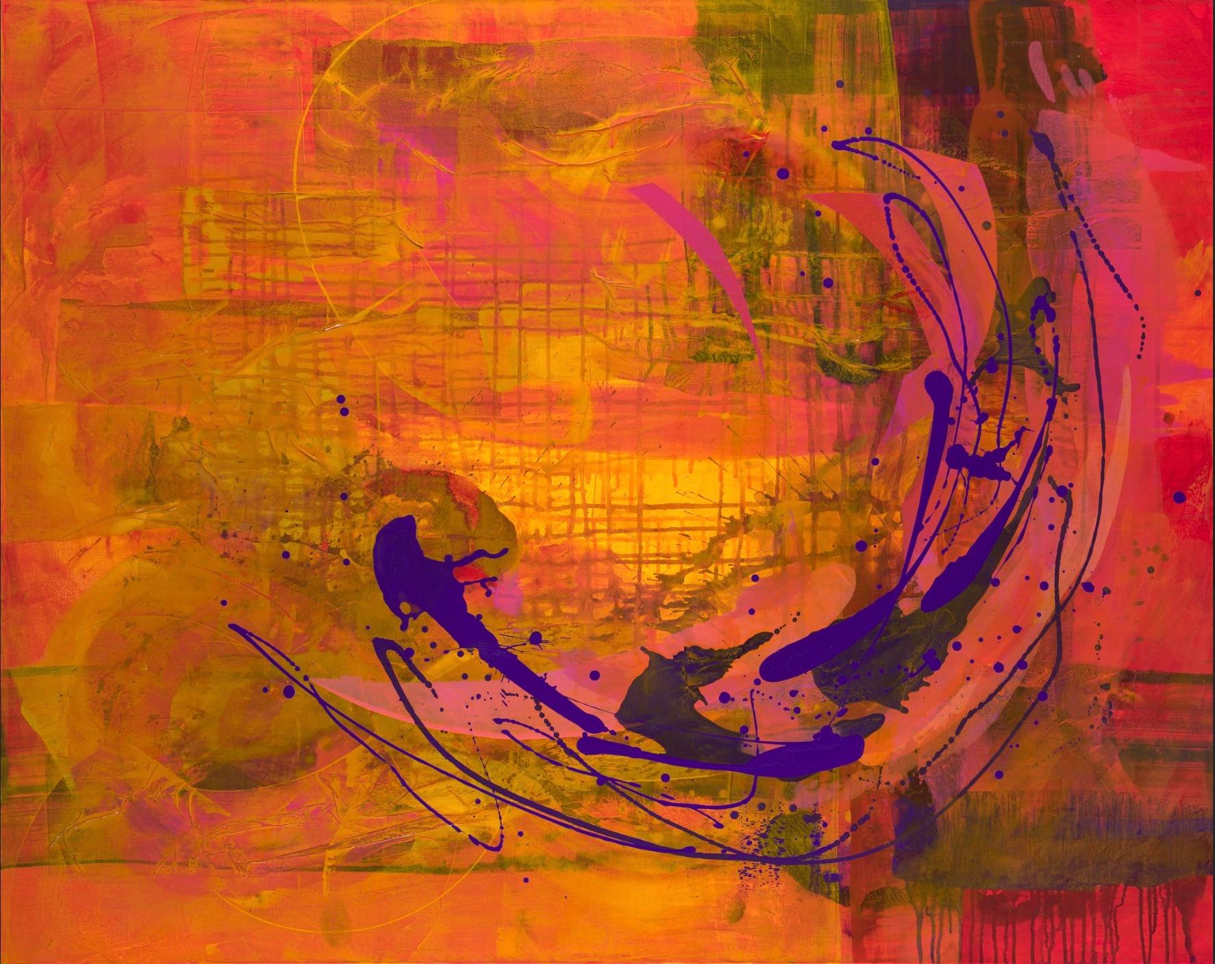 Abstract Painting de Lorraine Lawson - 'Pasión' - Abstracto de textura vibrante - Expresionista abstracto de técnica mixta