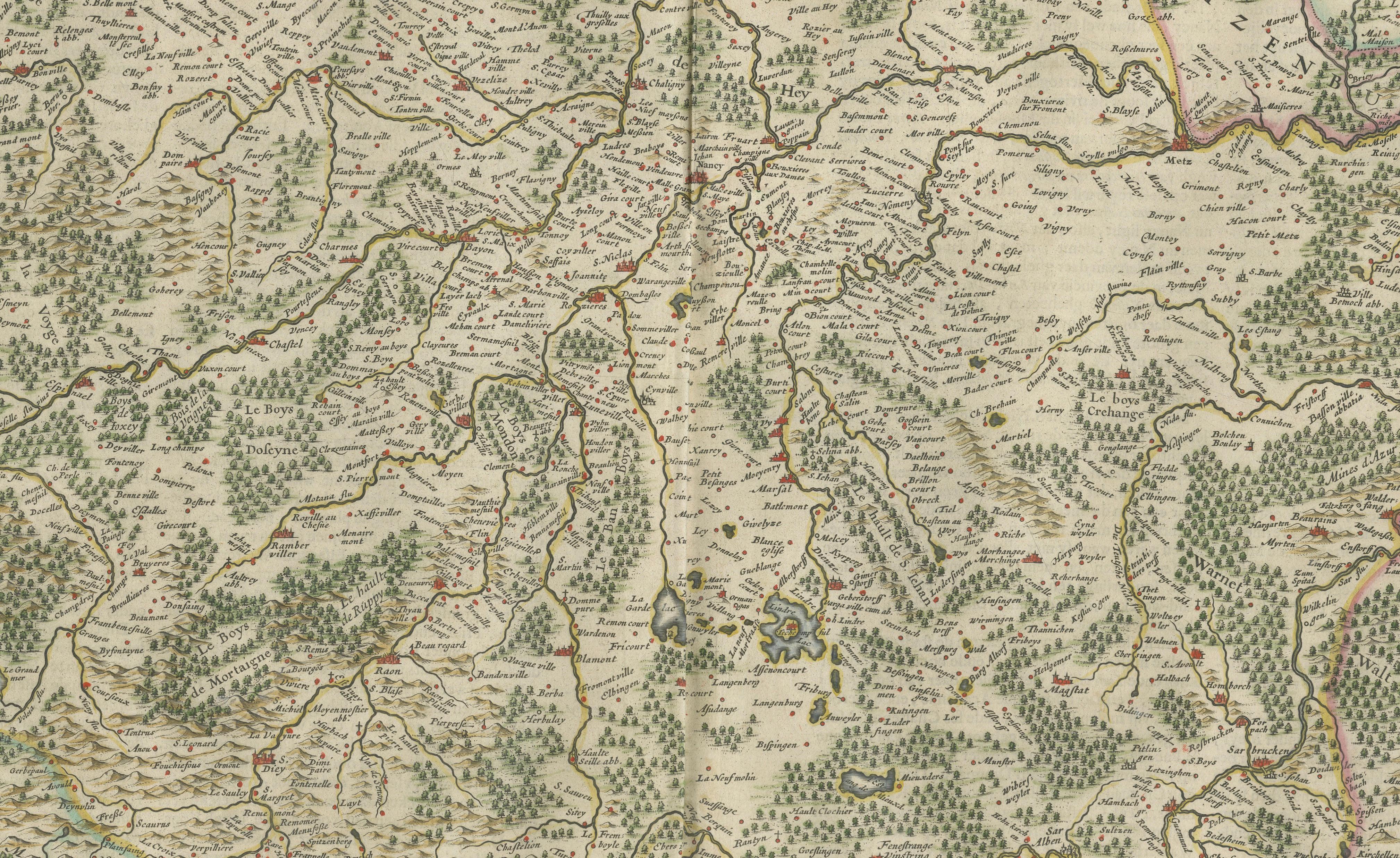 Lorraine Map – Blaeu Hand-Colored Dutch Golden Age Map of Lorraine c. 1642