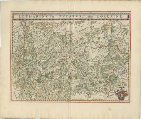 Lorraine Map – Blaeu Hand-Colored Dutch Golden Age Map of Lorraine c. 1642