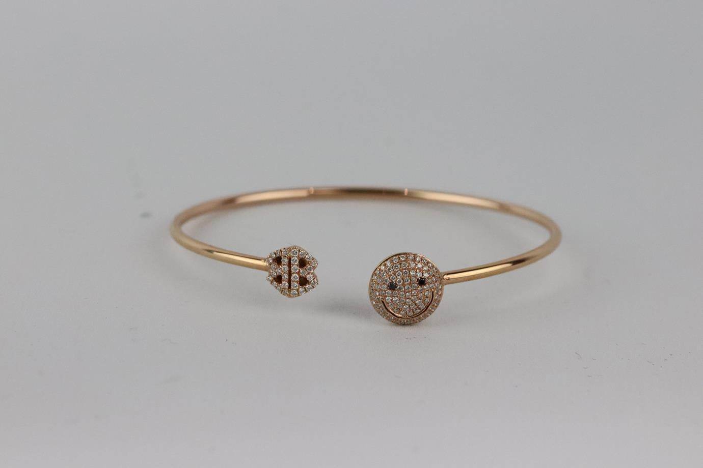 Lorraine Schwartz 2b Happy 18k Rose Gold And Pave Diamond Cuff In Excellent Condition In London, GB