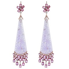 Lorraine Schwartz Large Pink Gemstone And Diamond Earrings